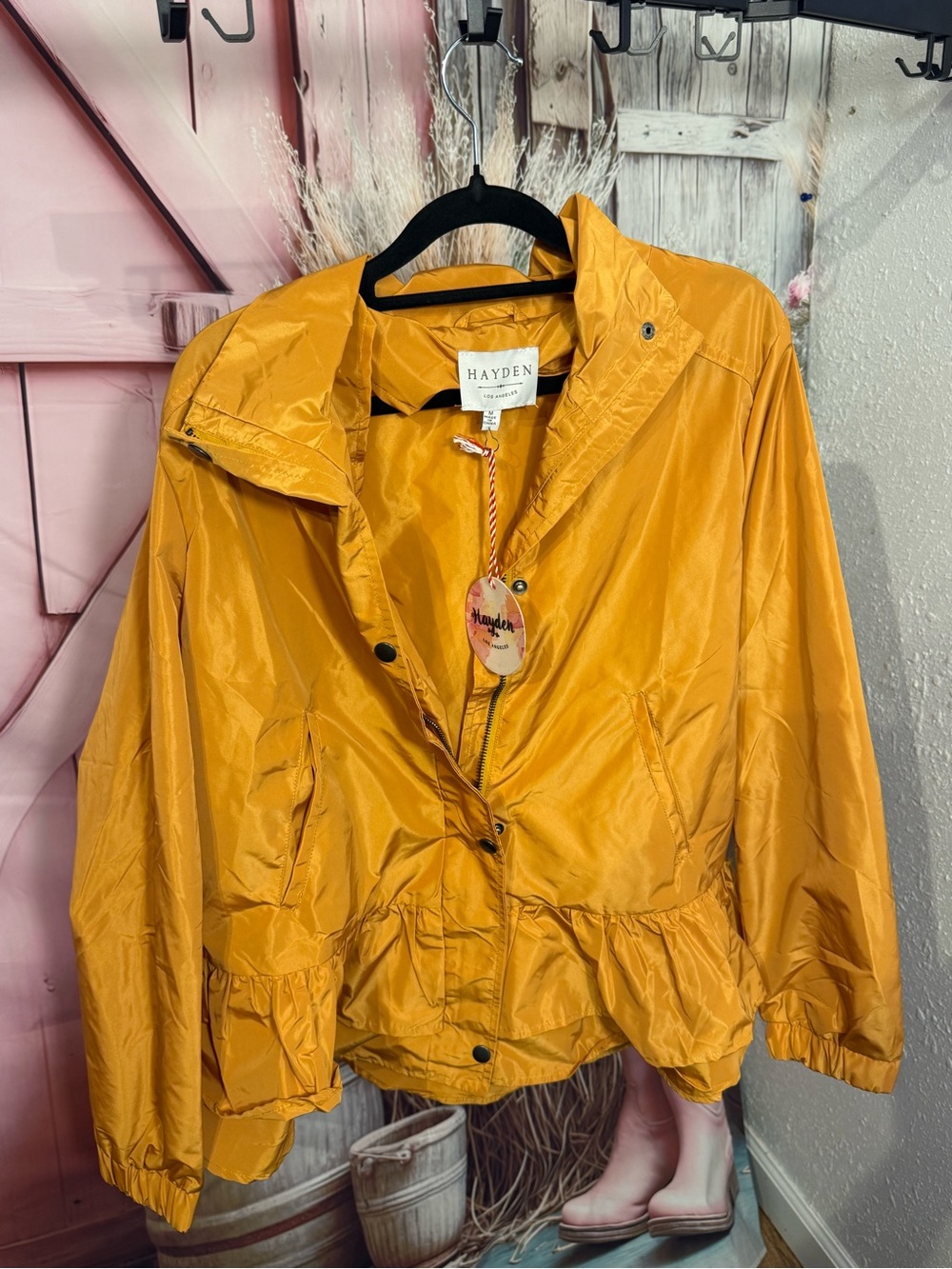 Hayden Yellow Ruffled Utility Jacket Size Medium New